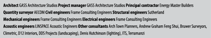 Architect GASS Architecture Studios Project manager GASS Architecture Studios Principal contractor Energy Master Buil...