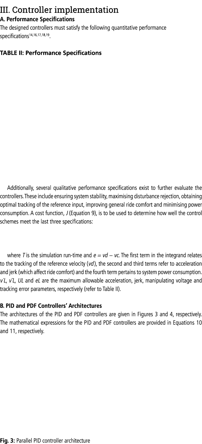 III  Controller implementation A  Performance Speciﬁcations The designed controllers must satisfy the following quant   