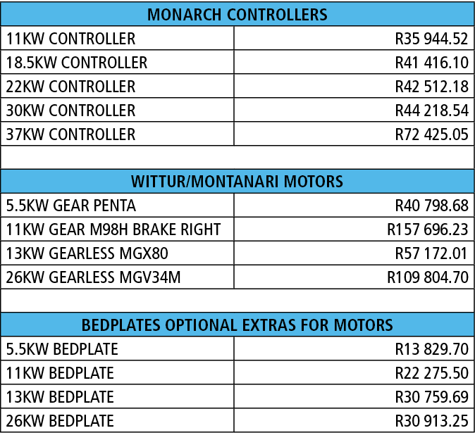 MONARCH CONTROLLERS,11KW CONTROLLER ,R35 944 52,18 5KW CONTROLLER ,R41 416 10,22KW CONTROLLER ,R42 512 18,30KW CONTRO   