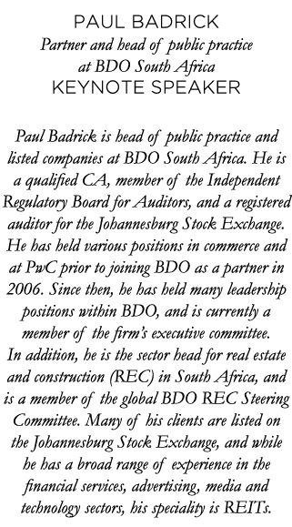 Paul Badrick Partner and head of public practice at BDO South Africa Keynote speaker Paul Badrick is head of public p   