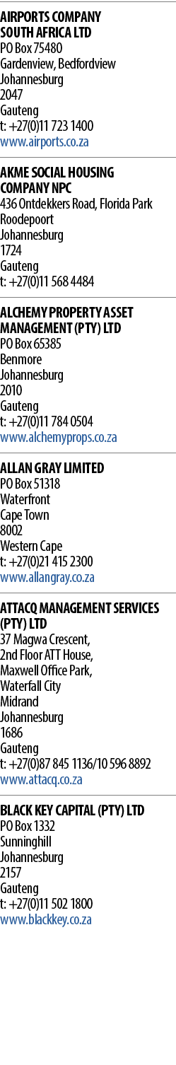 AIRPORTS COMPANY SOUTH AFRICA LTD PO Box 75480 Gardenview, Bedfordview Johannesburg 2047     Gauteng t: +27(0)11 723    