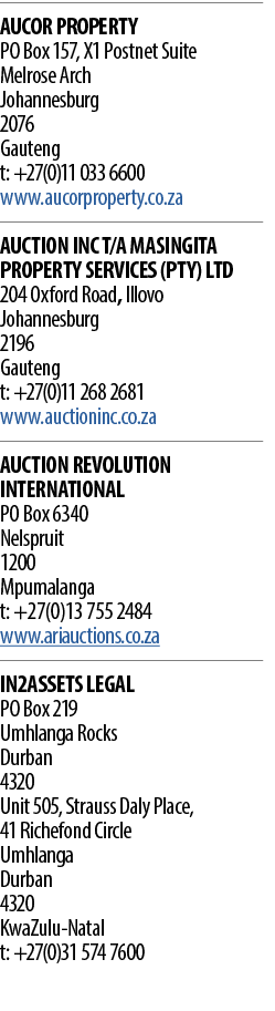 AUCOR PROPERTY PO Box 157, X1 Postnet Suite Melrose Arch Johannesburg 2076     Gauteng t: +27(0)11 033 6600 www aucor   