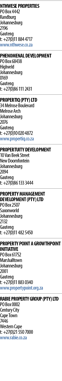 NTHWESE PROPERTIES PO Box 4442 Randburg Johannesburg 2196     Gauteng t: +27(0)11 884 4717 www nthwese co za PHENOMEN   