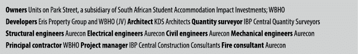 Owners Units on Park Street, a subsidiary of South African Student Accommodation Impact Investments; WBHO Developers    