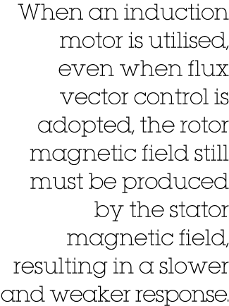 When an induction motor is utilised, even when flux vector control is adopted, the rotor magnetic field still must be   