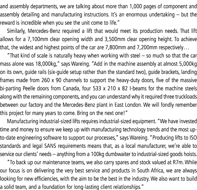 and assembly departments, we are talking about more than 1,000 pages of component and assembly detailing and manufact...