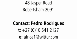 48 Jasper Road Robertsham 2091 Contact: Pedro Rodrigues t: +27 (0)10 541 2127 e: africa1 wittur com