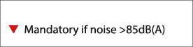 Ear protection Mandatory if noise  85dB(A)