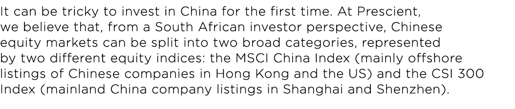 It can be tricky to invest in China for the first time  At Prescient, we believe that, from a South African investor    