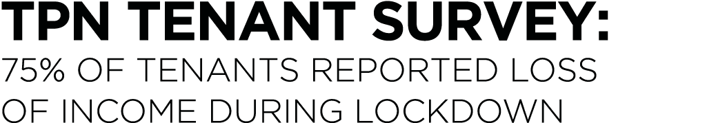 TPN Tenant Survey: 75% of tenants reported loss of income during lockdown