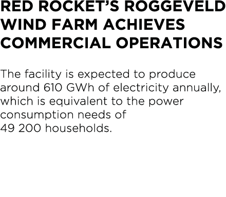 Red Rocket s Roggeveld Wind Farm achieves commercial operations The facility is expected to produce around 610 GWh of   