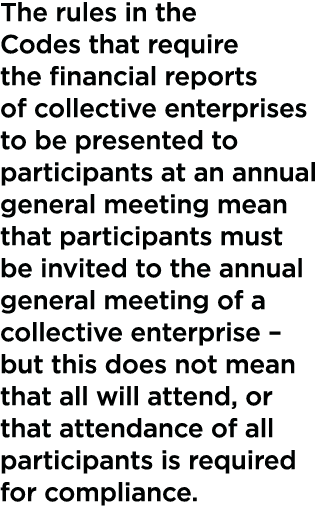 The rules in the Codes that require the financial reports of collective enterprises to be presented to participants a   