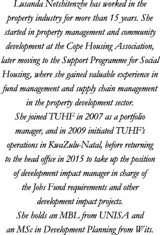 Lusanda Netshitenzhe has worked in the property industry for more than 15 years  She started in property management a   