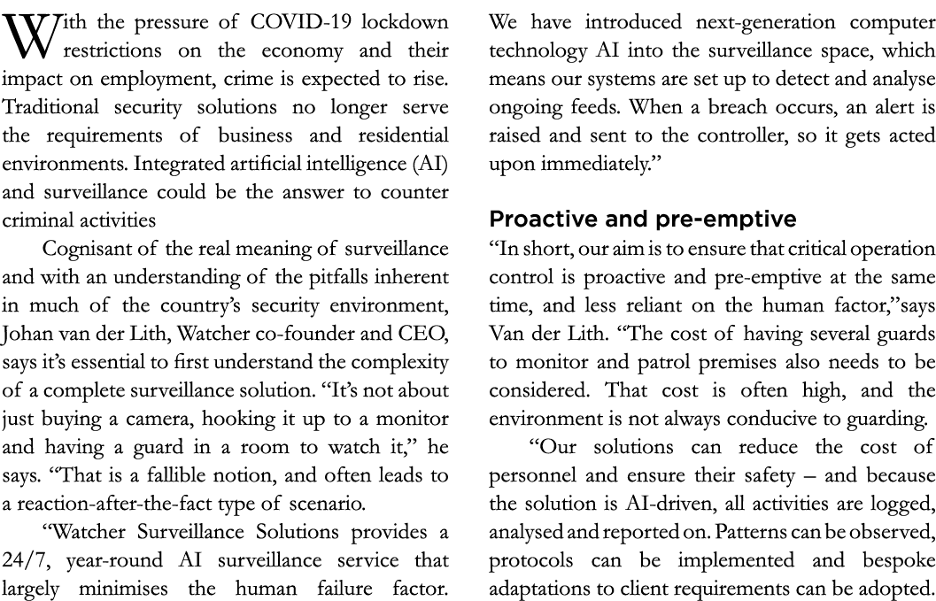 With the pressure of COVID-19 lockdown restrictions on the economy and their impact on employment, crime is expected    