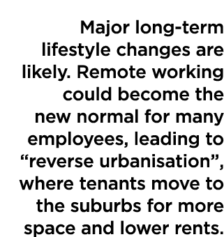 Major long-term lifestyle changes are likely. Remote working could become the new normal for many employees, leading ...