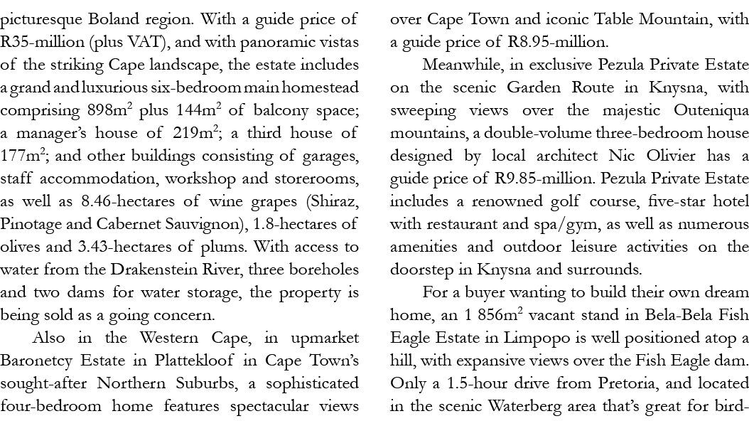 picturesque Boland region. With a guide price of R35-million (plus VAT), and with panoramic vistas of the striking Ca...