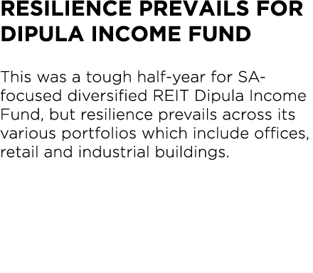 Resilience prevails for Dipula Income Fund This was a tough half-year for SA-focused diversified REIT Dipula Income F...