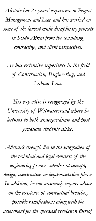 Alistair has 27 years’ experience in Project Management and Law and has worked on some of the largest multi-disciplin...
