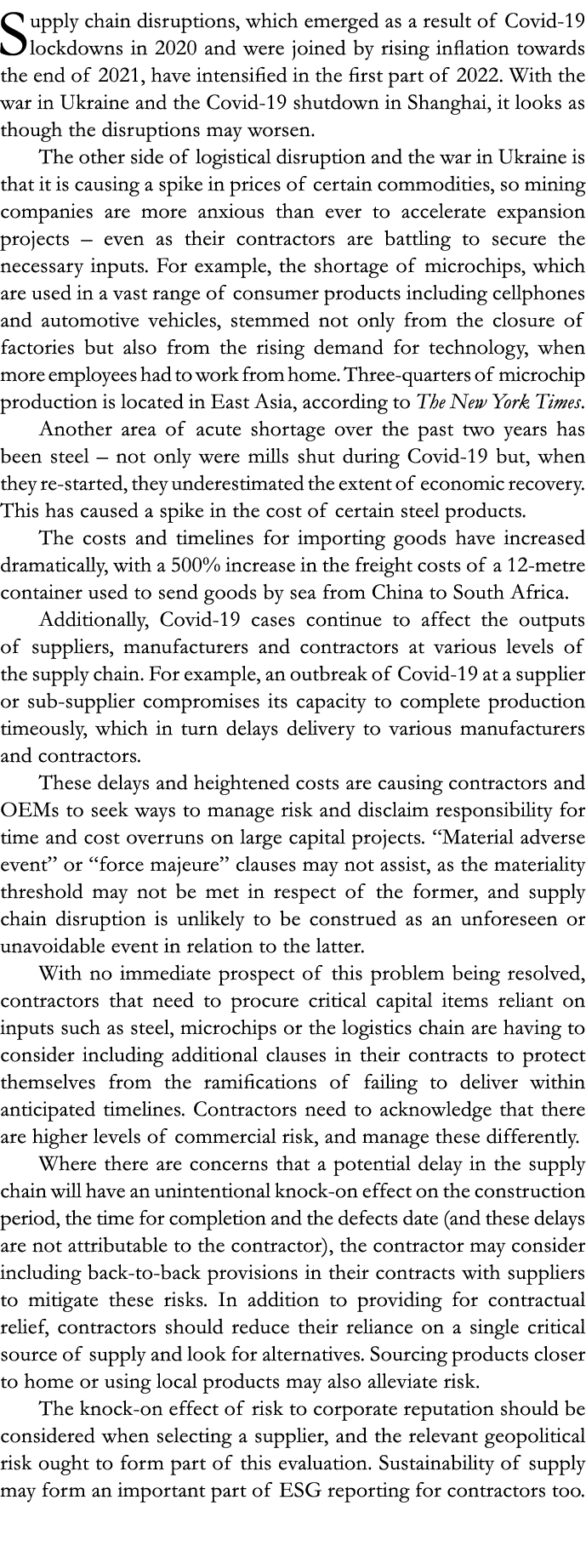 Supply chain disruptions, which emerged as a result of Covid-19 lockdowns in 2020 and were joined by rising inflation...