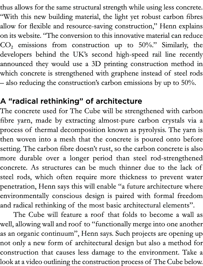 thus allows for the same structural strength while using less concrete   With this new building material, the light y   