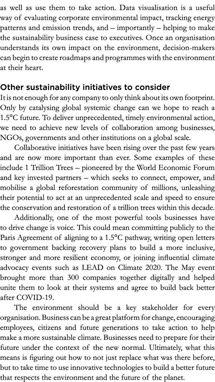 as well as use them to take action  Data visualisation is a useful way of evaluating corporate environmental impact,    